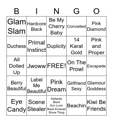 Salon Bingo  Bingo Card