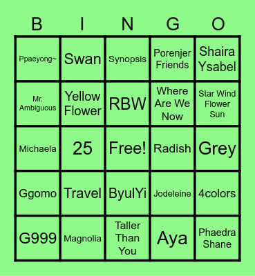 MAMAMOO Bingo Card