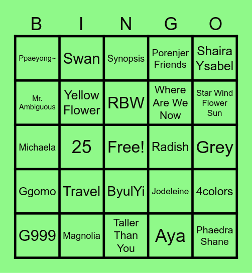 MAMAMOO Bingo Card