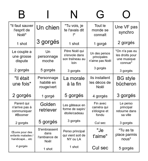 Bingo téléfilm de Noël 🎄 Bingo Card