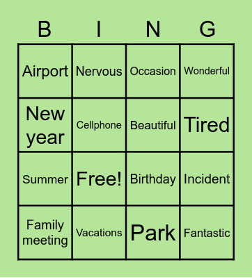 Unforgettable Events Bingo Card