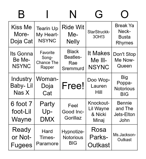 Chills And Thrills Bingo Card