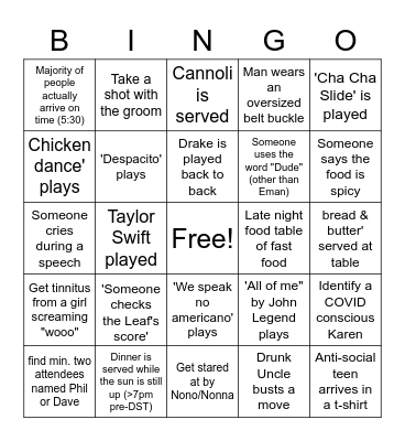 White Wedding Bingo! Bingo Card