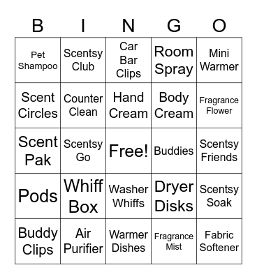 Scentsy Bingo Card