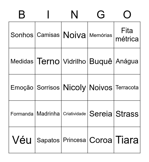 Bianka noivas 👰 Bingo Card
