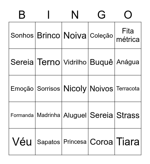 Bianka noivas 👰 Bingo Card