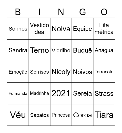 Bianka noivas 👰 Bingo Card
