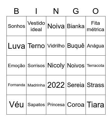 Bianka noivas 👰 Bingo Card