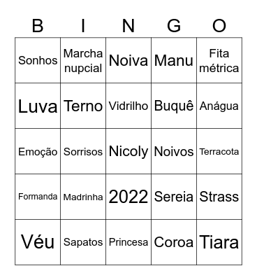 Bianka noivas 👰 Bingo Card