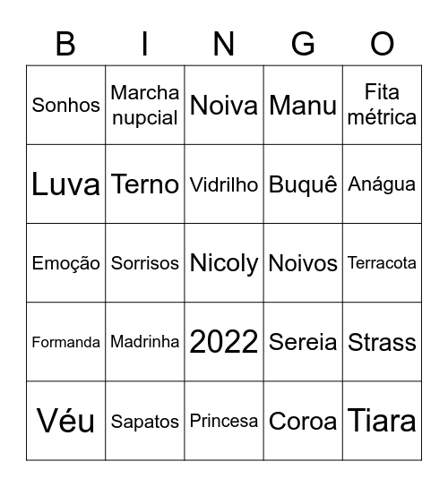 Bianka noivas 👰 Bingo Card