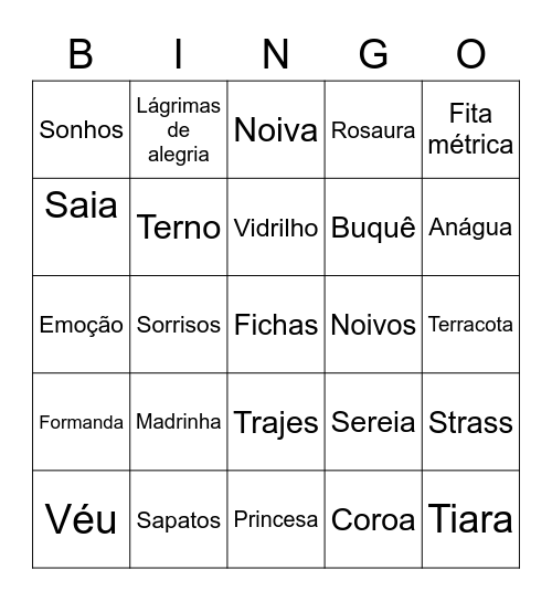 Bianka noivas 👰 Bingo Card