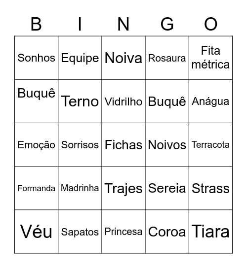 Bianka noivas 👰 Bingo Card