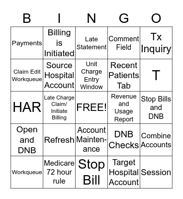 Hospital Billing Basics 2 Bingo Card