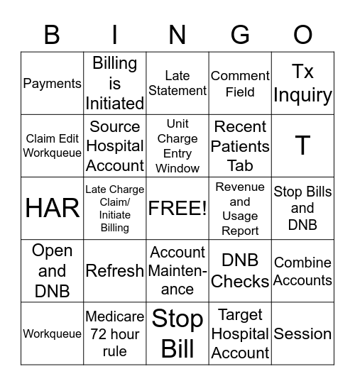Hospital Billing Basics 2 Bingo Card