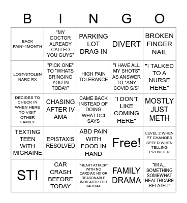 TRIAGE BINGO Card