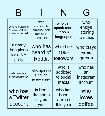 Find someone... Bingo Card