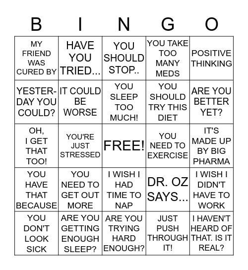 PAIN Bingo Card