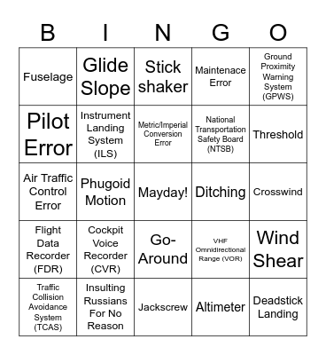 Mayday Bingo Card