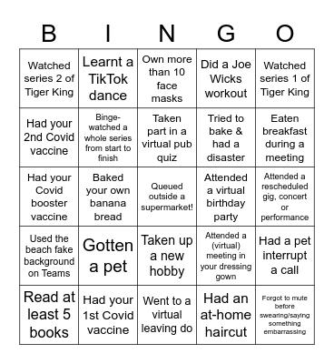 WWA end of 2021 Bingo Card