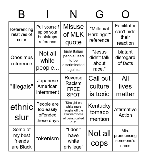 Afternoon Bingo Card