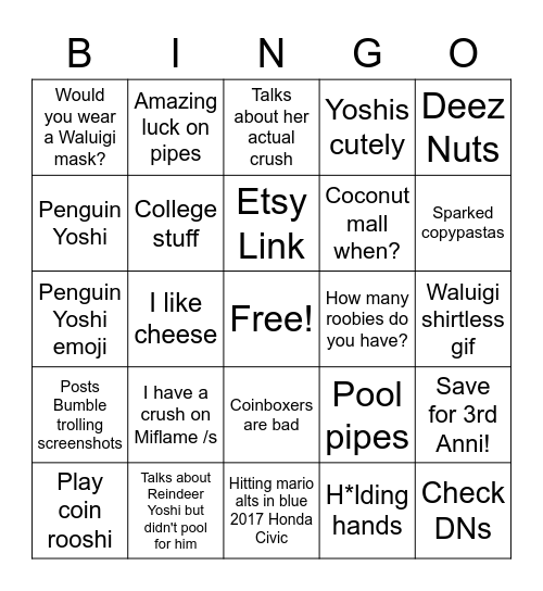 Turtles Bingo Card