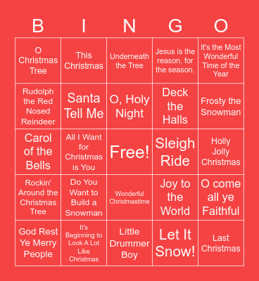 Holiday Songs! Bingo Card