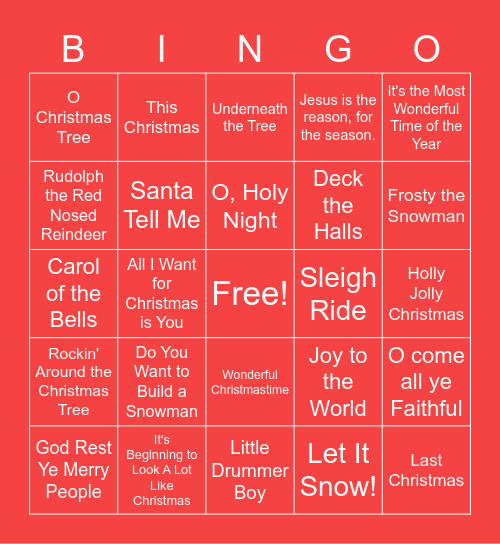 Holiday Songs! Bingo Card