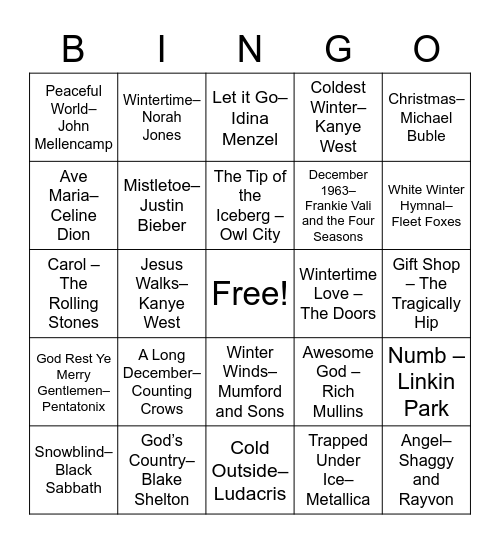 Winter Bingo Card