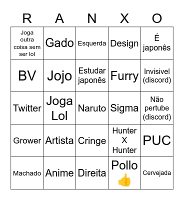 Rancho da Pamonha Bingo Card