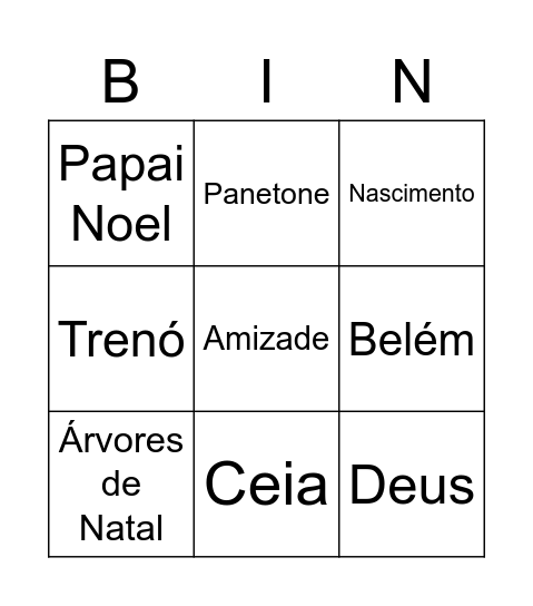 Feliz Natal Bingo Card