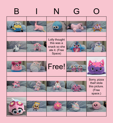 Stuffie Bingo Card