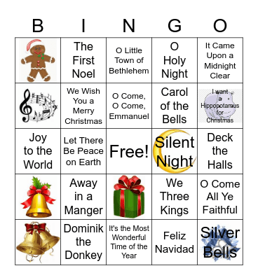 Christmas Songs Bingo Card