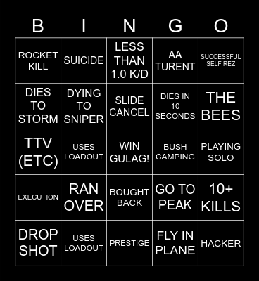 WARZON Bingo Card