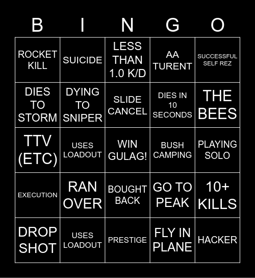 WARZON Bingo Card