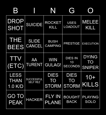 WARZON Bingo Card