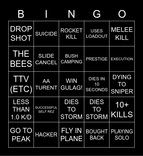 WARZON Bingo Card