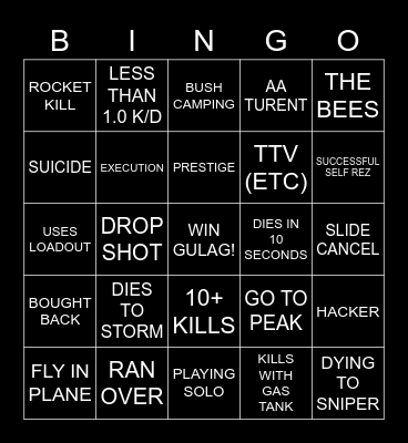 WARZON Bingo Card