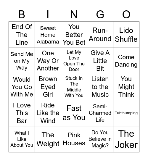 Feeling Good Songs Bingo Card