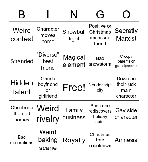 Hallmark Movies Bingo Card