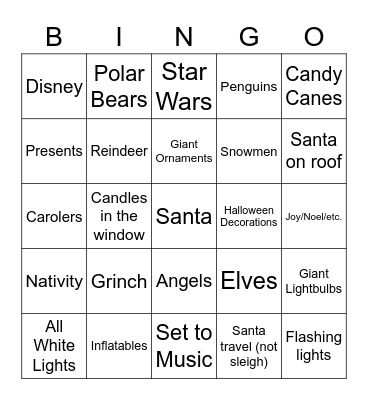 Christmas Lights Bingo Card