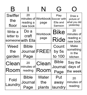 Leah's Summer Bingo Card