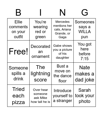 Willa’s Bingo Card