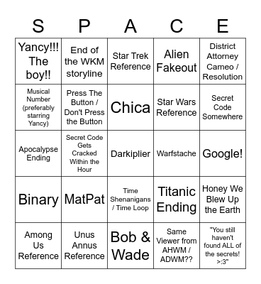 Liz & Steph's Heist 2 Predictions Bingo Card