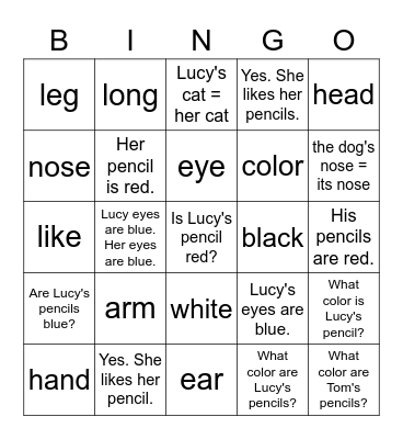 VanThink 1A Lesson 17 Bingo Card