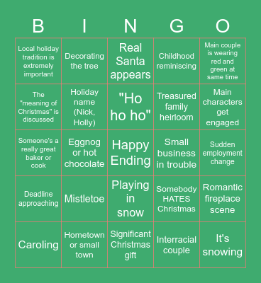 Hallmark Christmas Movie Bingo Card