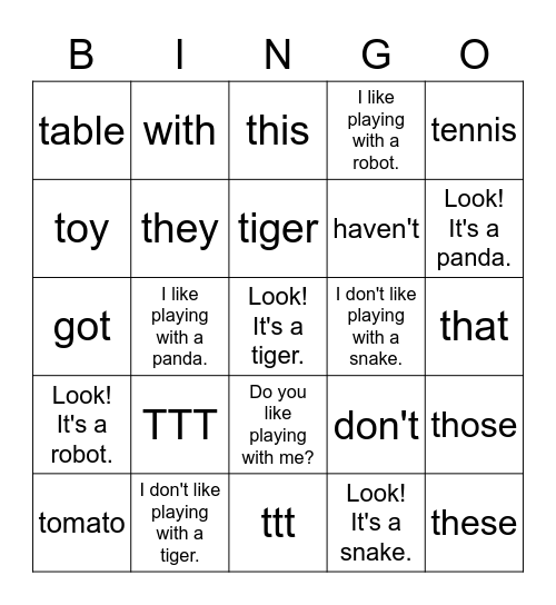 Starter B TTT Bingo Card