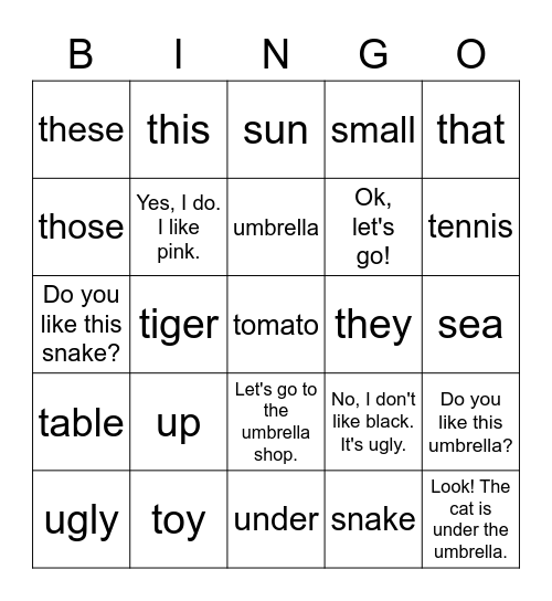 Starter B UUU Bingo Card
