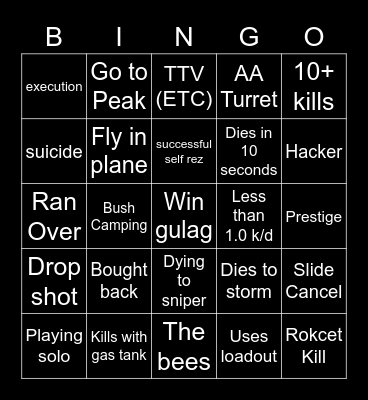 Big Puffer Warzone Bingo Card