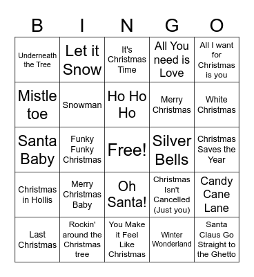 Christmas Music Bingo Card