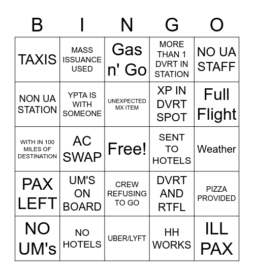 S&R DVRT BINGO Card
